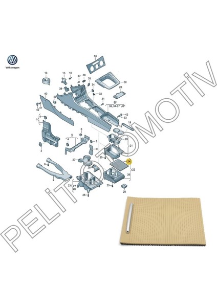 Ithal Passat B7 (2011-2015) Orta Konsol Sürgülü Kapak 3C0857503 Koyu Bej