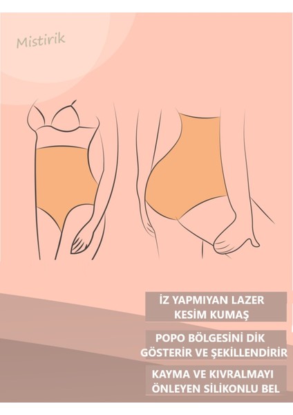 Polfa Lazer Kesim Silikonlu Bato Külot Korse Lazer Külot Slip Korse