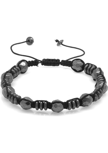 Makrome Örgülü Rondela-Küre Kesim Fasetalı Hematit Doğaltaş Bileklik fiyatları