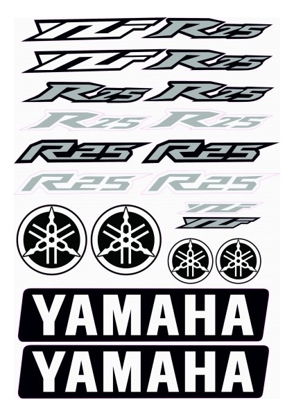 Yamaha R 25 Sticker Etiket A4 Boy Gri