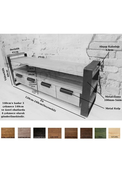 Ntconcept Vivien Masif Ahşap Tv Stand(Uzunluk 120CM)