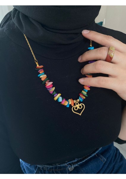 Zincirli Sedef Doğal Taş Kolye