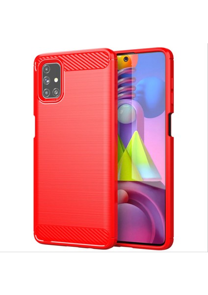 Ally Samsung Galaxy M51 Brushed Carbon Fiber Silikon Kılıf