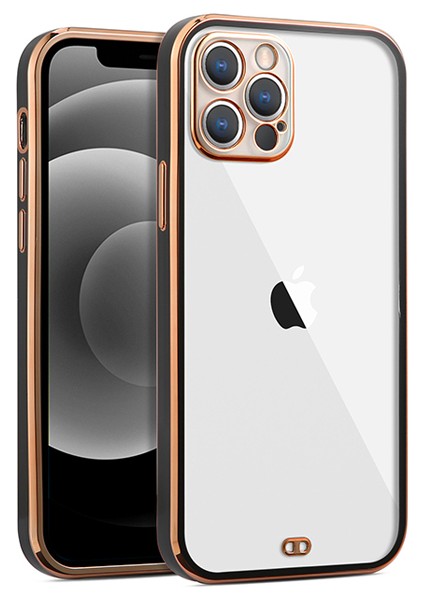iPhone 12 Pro 6.1inç Gold Çerçeve Kamera Korumalı Bumper Kılıf