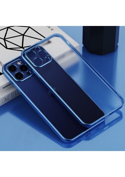 iPhone 12 Pro Max 6.7inç Renkli Kenar Şeffaf Kılıf Kamera Korumalı Kılıf