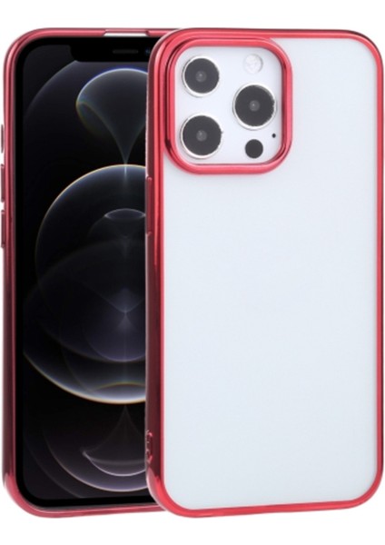 iPhone 13 Pro Max 6.7inç Lazer Kaplama Renkli Kenar Şeffaf Kılıf