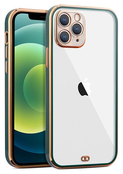 iPhone 11 Pro 5.8inç Gold Çerçeve Kamera Korumalı Silikon Bumper Kılıf