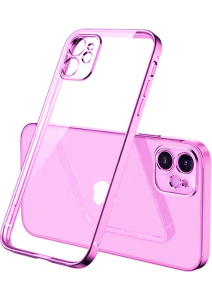 iPhone 12 Mini 5.4inç Renkli Kenar Şeffaf Kılıf Kamera Korumalı Kılıf