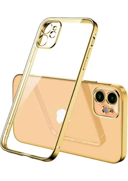 iPhone 12 Mini 5.4inç Renkli Kenar Şeffaf Kılıf Kamera Korumalı Kılıf