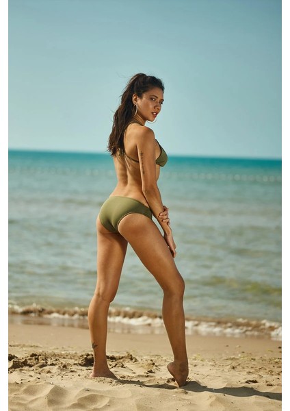 Haki Çok Dar Kalın Kenarlı Bikini Altı modelleri