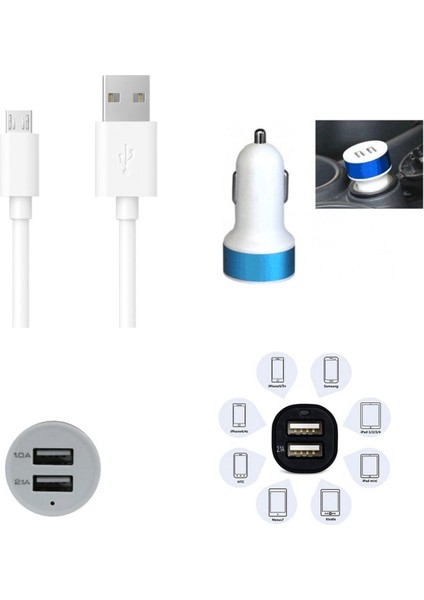 Çare Ticaret Çift USB Girişli 3.1 Çıkışlı Seyahat Seti Android / Micro USB