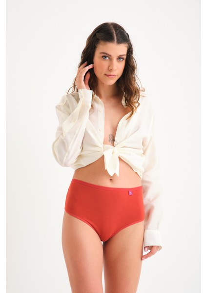 Pamuklu Yüksek Bel Tanga Külot Tekli High Waist Thong Kiremit
