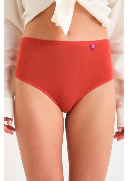 Pamuklu Yüksek Bel Tanga Külot Tekli High Waist Thong Kiremit