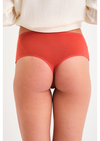 Pamuklu Yüksek Bel Tanga Külot Tekli High Waist Thong Kiremit