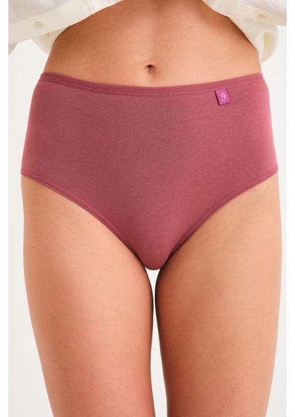 Pamuklu Yüksek Bel Tanga Külot Tekli High Waist Thong Gül Kurusu