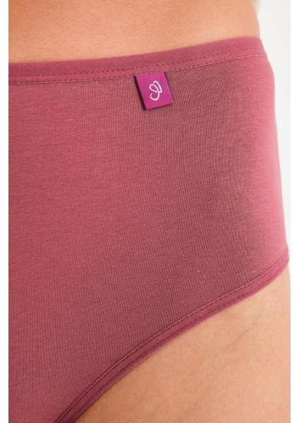 Pamuklu Yüksek Bel Tanga Külot Tekli High Waist Thong Gül Kurusu
