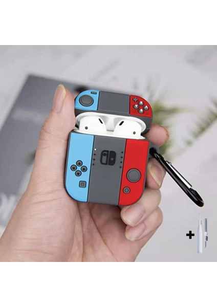Airpods 1. ve 2. Nesil Uyumlu Nintendo Switch Kılıf ve Beyaz 3'ü 1 Arada Airpods Temizleme Kalemi Seti
