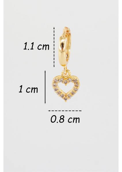 Kadın Zirkon Taşlı Kalp Figürlü 1 Adet Küpe