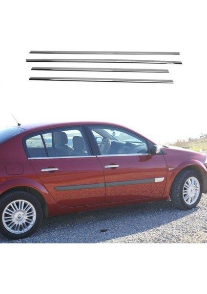 Renault Megane 2 Sedan 2004-2010 Krom Cam Çıtası 4 Kapı 4 Parça Paslanmaz Çelik