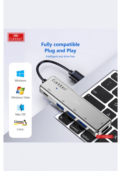 USB 3.0 Portlu Type-C Hub Çoklayıcı Adapter