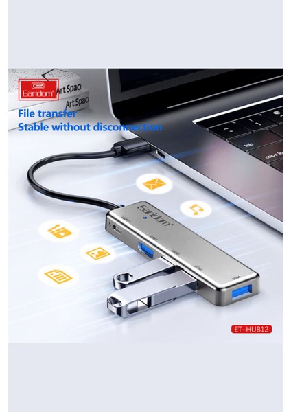 USB 3.0 Portlu Type-C Hub Çoklayıcı Adapter