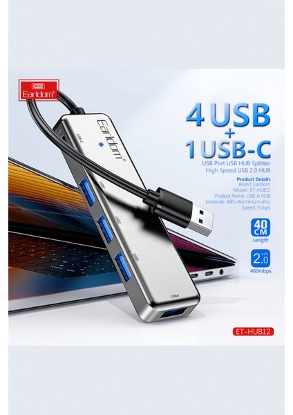 USB 3.0 Portlu Type-C Hub Çoklayıcı Adapter