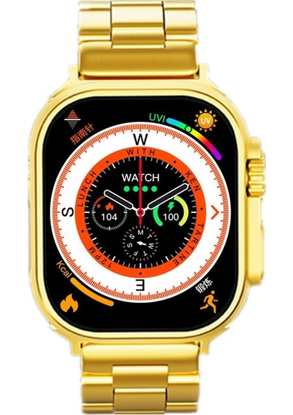 X8 Ultra Akıllı Saat Pusula Vücut Sıcaklık Nfc Gold Kordon Hediye 2023 Versiyon Watch 8