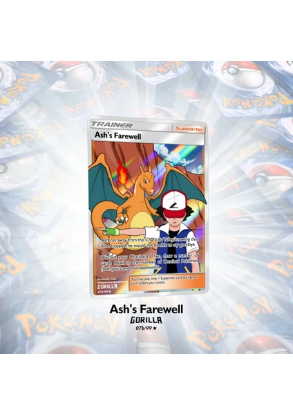 Ash’s Farewell Full Art Holo Custom Trainer Pokemon Kartı