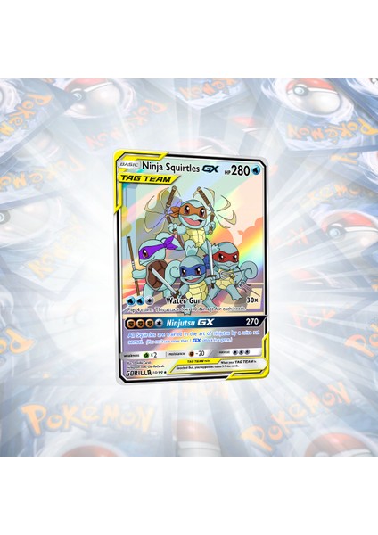 Ninja Squirtles Gx Full Art Tag Team Holo Custom Pokemon Kartı