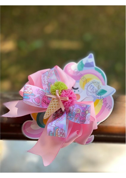 Pembe Cupcake Pasta Külah Dondurma Şirin Metal Klipsli Fiyonk Toka