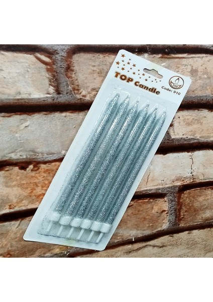 Silver Bırthday Candle Vıp Uzun Parlak Metalik Simli Gümüş Pasta Mumu 6 Adet Gümüş Doğum Günü Mumu