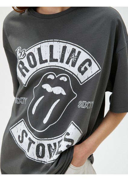 Rolling Stones Lisanslı Tişört Bisiklet Yaka Kısa Kollu Pamuklu