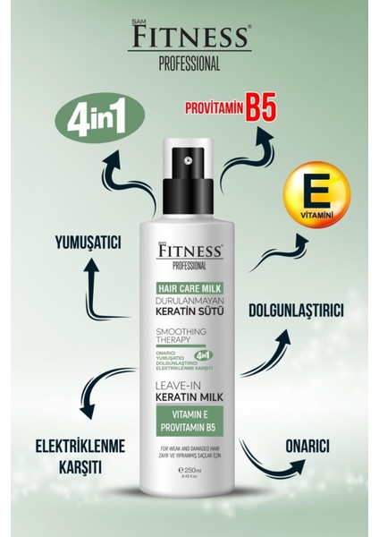 Durulanmayan Keratin Sütü 250 ml Onarıcı Dolgunlaştırıcı Vitamin E Provitamin B5 Saç Bakım Sütü modelleri