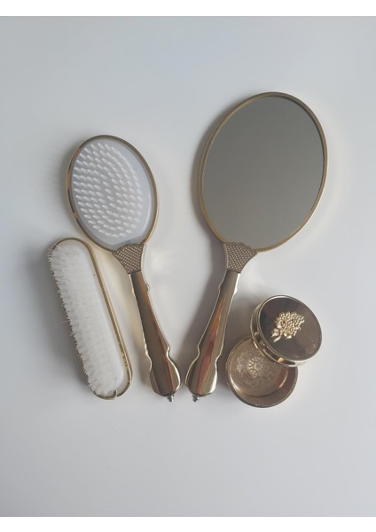 Gold Renk Gelin Bohçası Ayna Tarak Set Takım modelleri