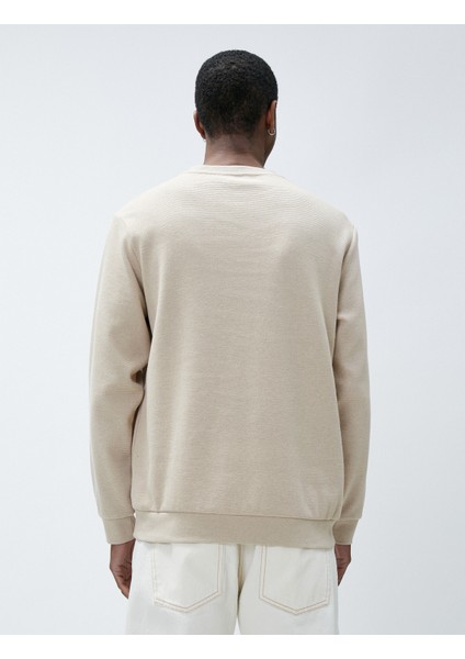 Yazı Baskılı Sweatshirt Bisiklet Yaka