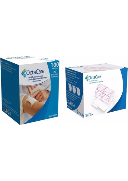 Gaz Kompres Nonwoven Gazlı Bez 100 Adet + Octamed Fix Esnek Tıbbi Flaster (10CMX10M)
