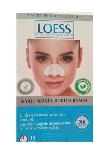 Siyah Loess 1 Kutu Nokta Burun Bandı X6 Adet Çay