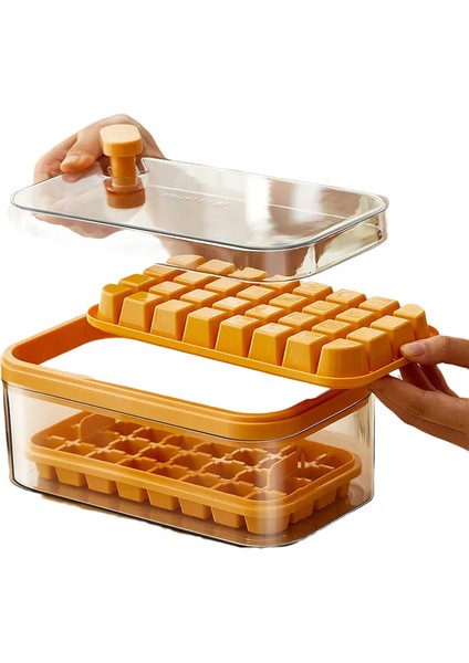 Buz Kutusu Kapaklı ve Buz Kepçeli Çift Buz Küpü Makinesi Kalıbı (Yurt Dışından)