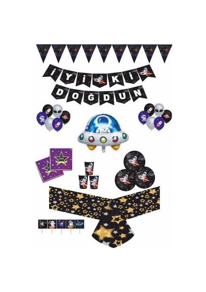 Azfahomestore Uzay Temalı Parti Seti 16 Kişilik