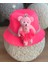 Yeni Sezon Moda Özel Tasarım Neon Pembe Prenses Peluş Ayıcıklı Taşlı Şapka 2