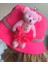 Yeni Sezon Moda Özel Tasarım Neon Pembe Prenses Peluş Ayıcıklı Taşlı Şapka 3