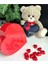 Sevgililer Günü Lüks Peluş Oyuncak Ayıcık I Love You Kırmızı Kalp Kutu Çikolata Hediye Seti 1