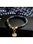 Trend Moda Siyah Deri Kayışlı Gold Altın Kilitli Bileklik 1