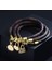 Trend Moda Kahverengi Deri Kayışlı Gold Altın Kilitli Bileklik 3