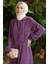 6541-KREP Yan Fermuarlı Ferace Koyu Lila 3