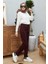 1146-YÜKSEK Belli Dar Paça Pantolon Bordo 2