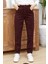 1146-YÜKSEK Belli Dar Paça Pantolon Bordo 3