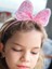 Trend Parlak Hologram Yanar Döner Pullu Büyük Fiyonklu Incili Minnie Mouse Taç Pembe 1