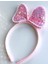Trend Parlak Hologram Yanar Döner Pullu Büyük Fiyonklu Incili Minnie Mouse Taç Pembe 2