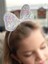 Trend Parlak Hologram Yanar Döner Pullu Büyük Fiyonklu Incili Minnie Mouse Taç Beyaz 2